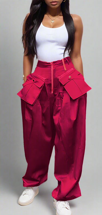 Wide-Leg High Pocket Pants