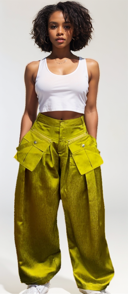 Wide-Leg High Pocket Pants