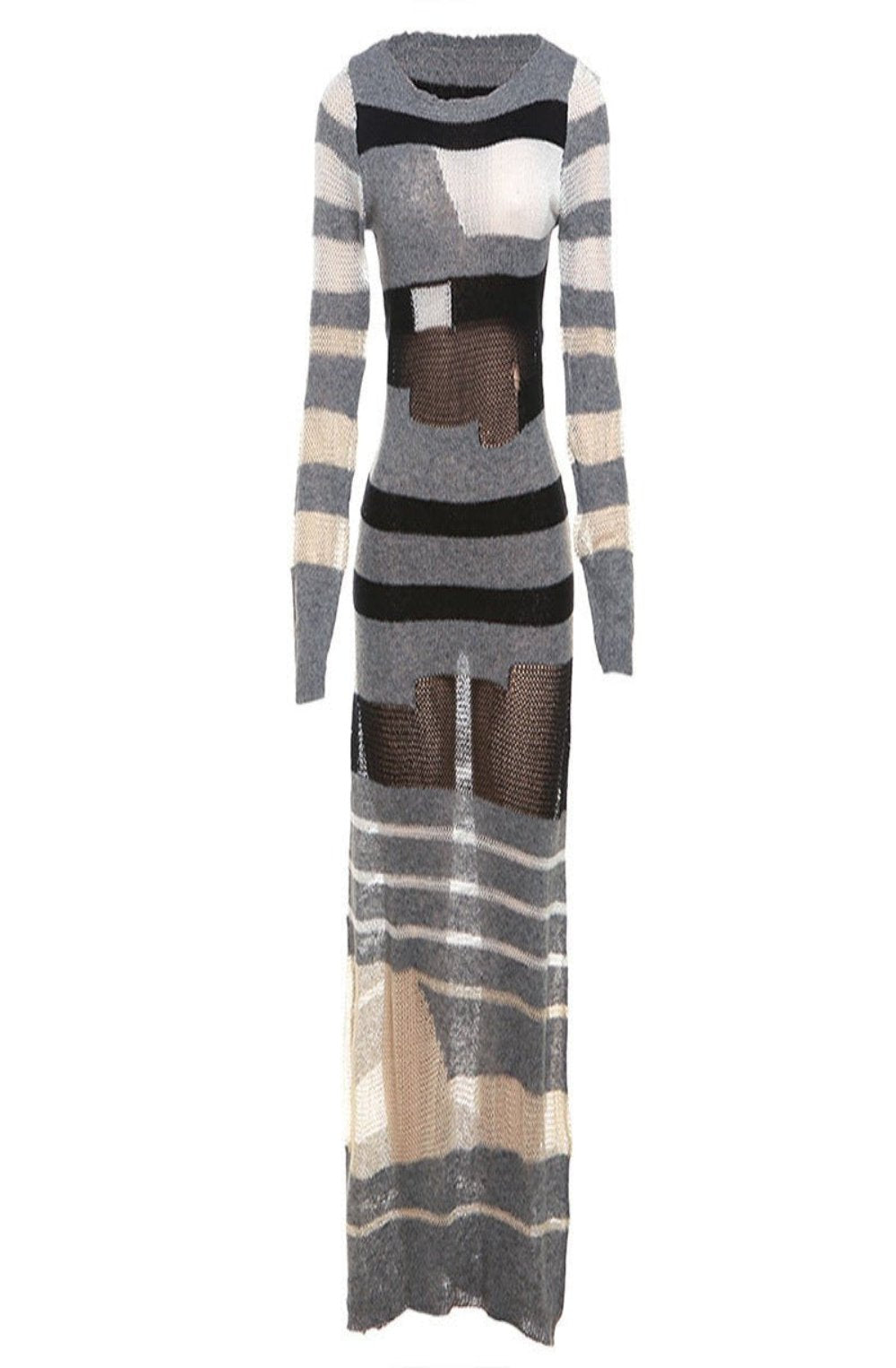 Striped Knitted Mesh Dress