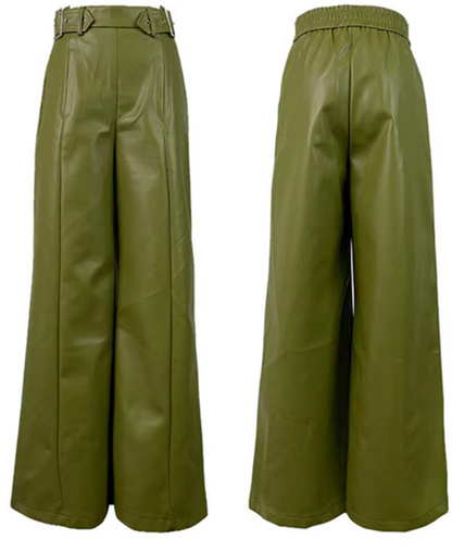 High-Waisted Faux Leather Wide-Leg Pants